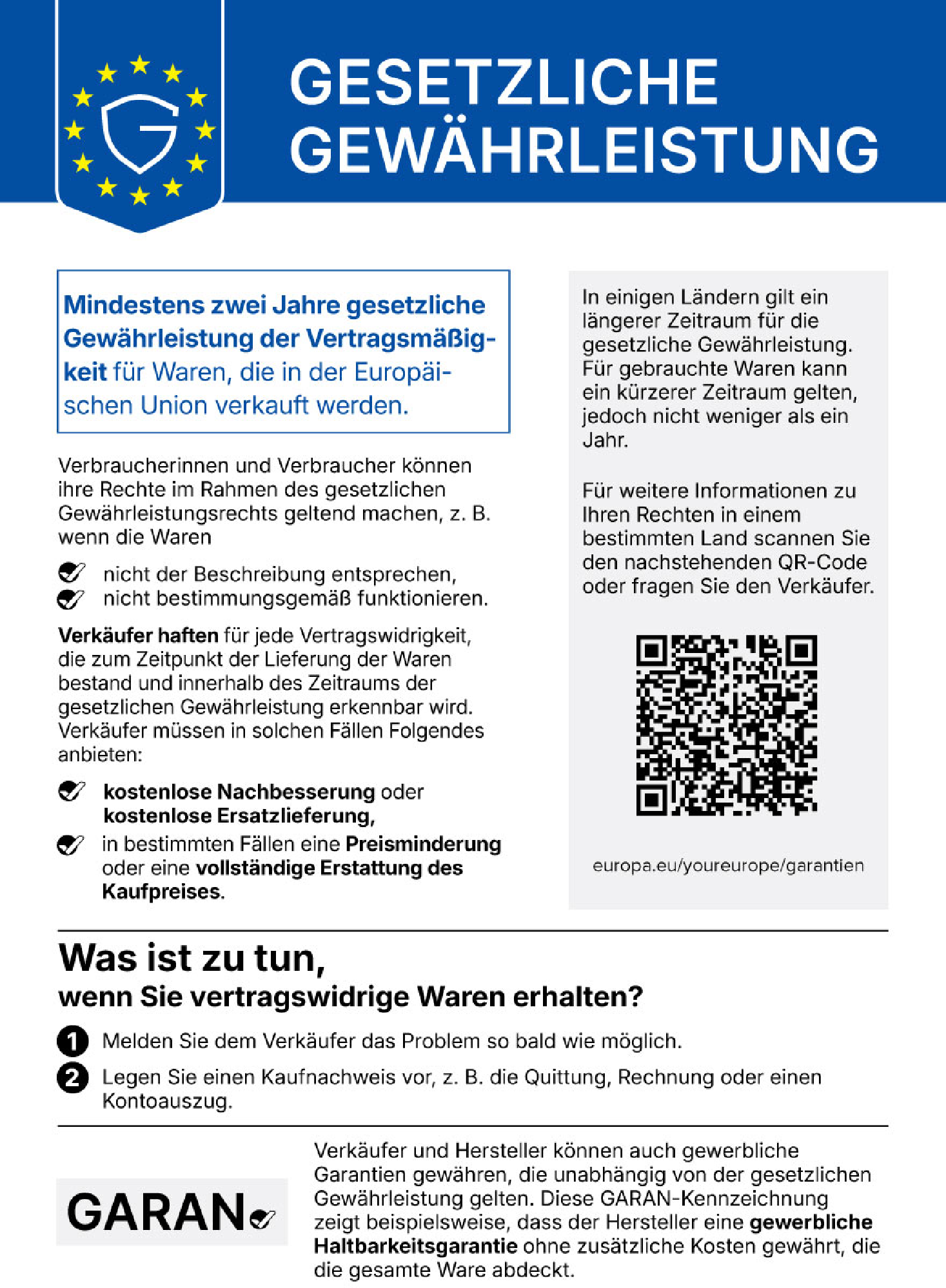 Gewährleistung Deutsch